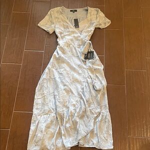 Elegant Light Blue Wrap Dress